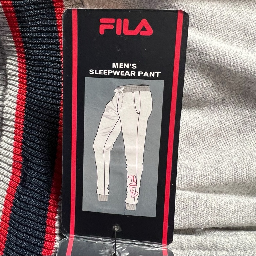 NWT Fila Men’s XL Sleepwear Jogger Pants Gray Logo Lounge Drawstring - Picture 5 of 10